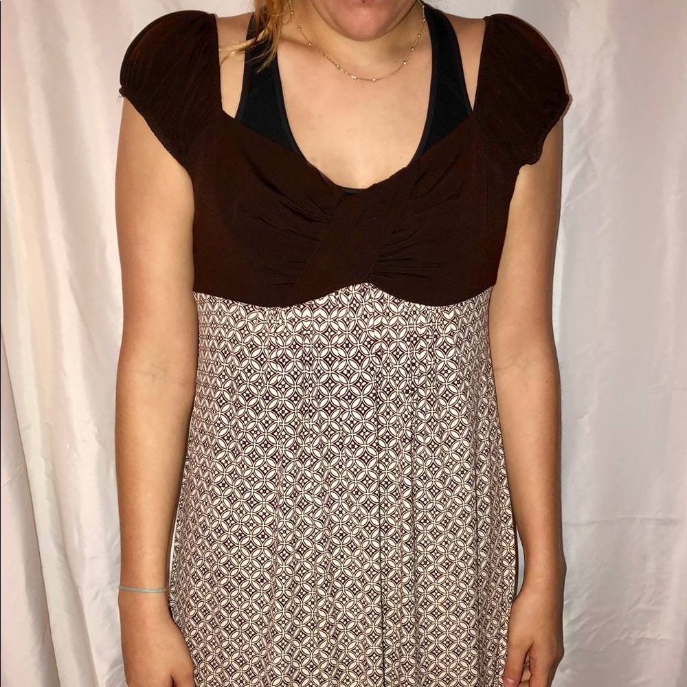 Brown cap sleeve dress